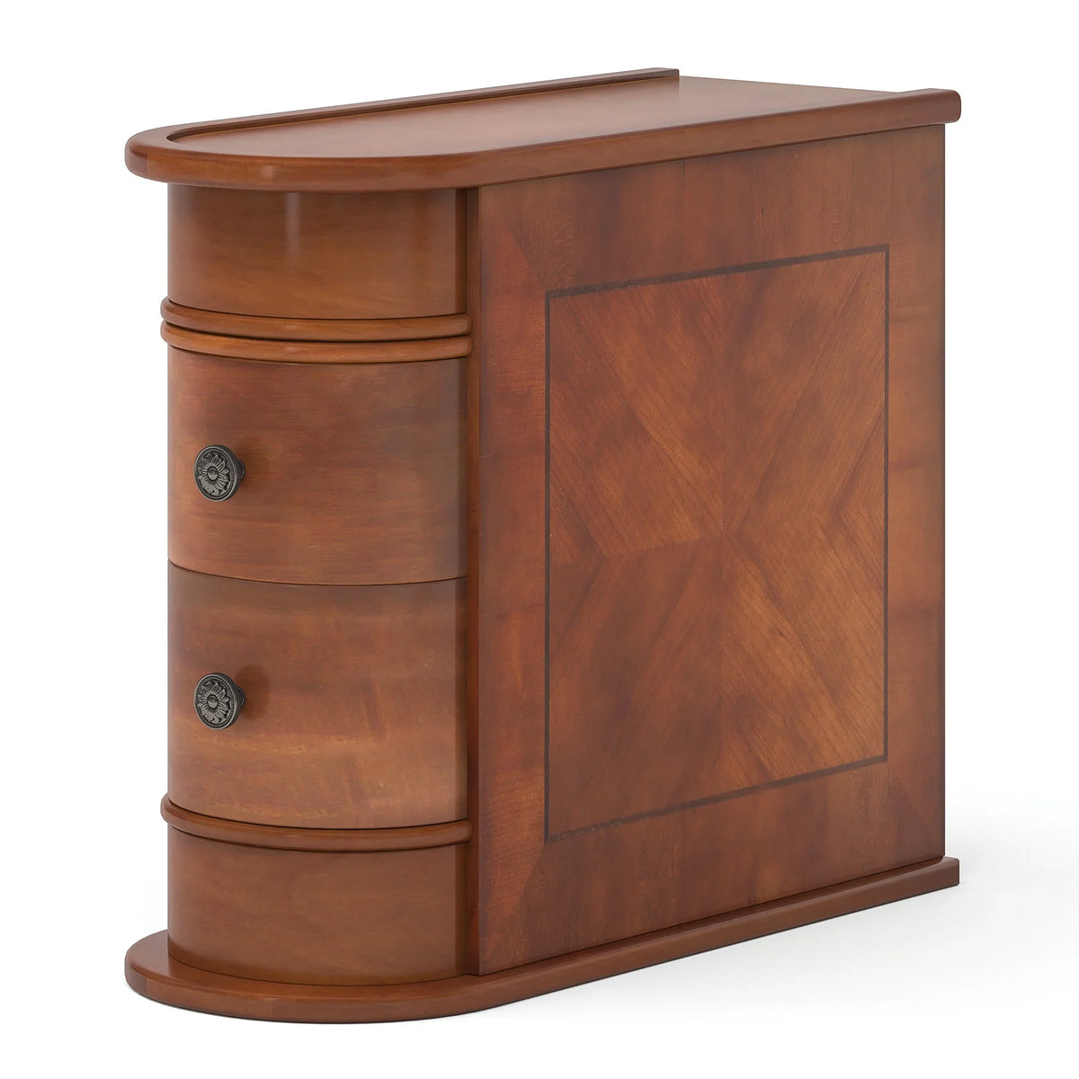 Tribesigns Round Solid Wood Bedside Table with Drawer - BaseMaxCore