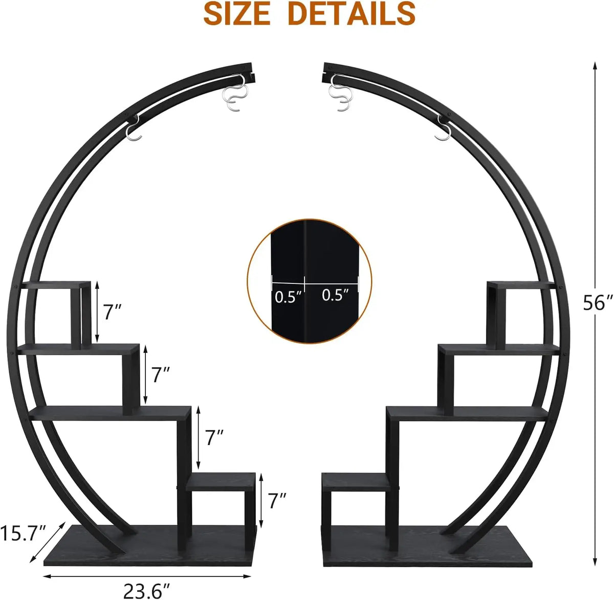 TWISTER.CK Half Moon Metal Plant Stand - BaseMaxCore