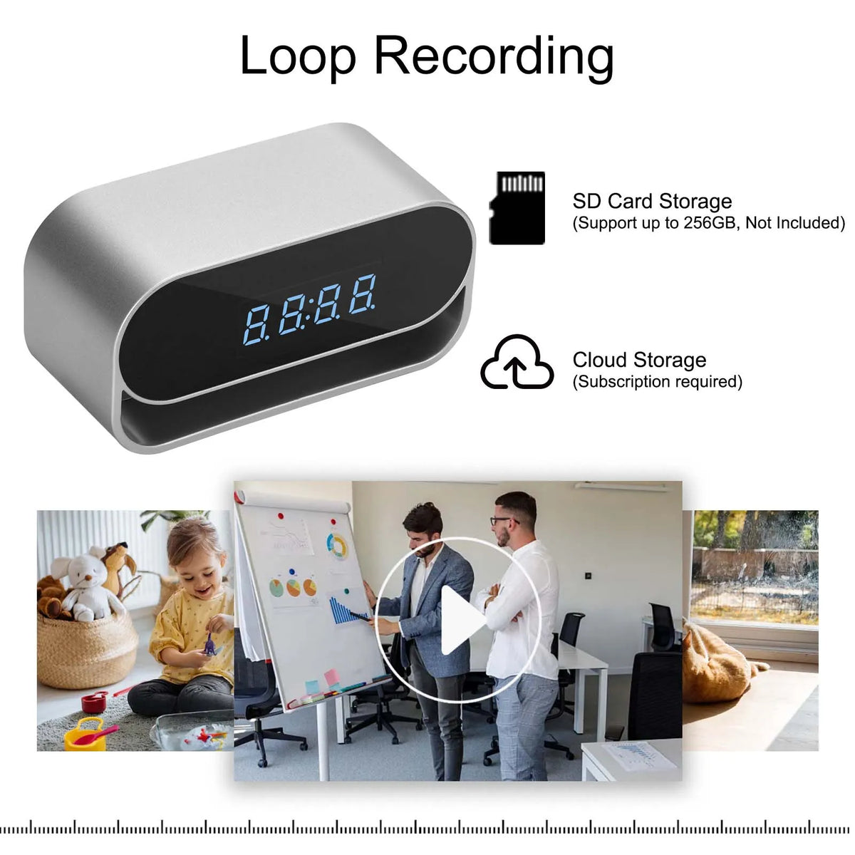 Z-7P Covert Clock WiFi Security Camera - BaseMaxCore