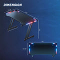 Z-Shaped PC Gaming Desk with RGB LED & Mouse Pad - BaseMaxCore